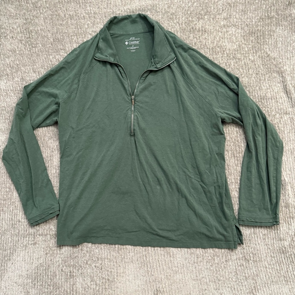 Coolibar UPF 50+ Coconut Keys Quarter Zip Shirt Green 3X Sun Protection‎
